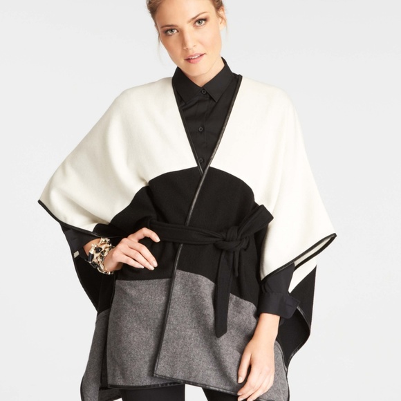 Ann Taylor Jackets & Blazers - NWT Ann Taylor Tricolor Belted Wool Cape Poncho OS